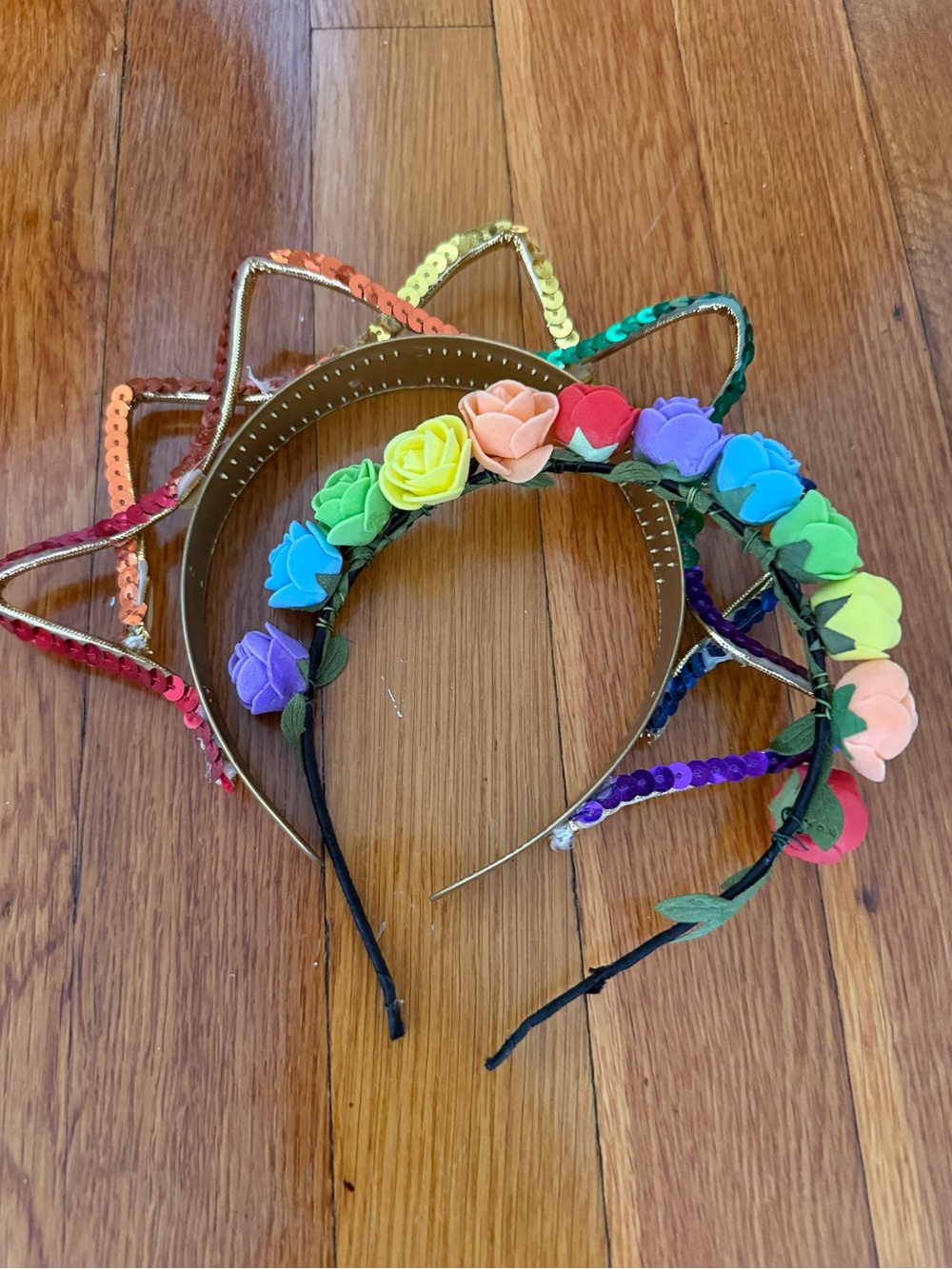 Rainbow Flower and Sequin Headbands - Multicolor